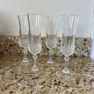 Set of 4 Cristal D'Arques Longchamp 8" Champagne Flutes Lead Crystal Glasses